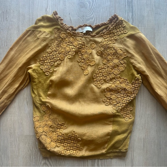 Vanessa Bruno women’s yellow size 1 small shirt floral long sleeve top blouse - Picture 3 of 9